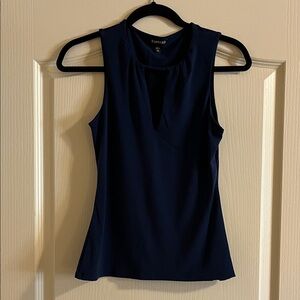 Express Navy Sleeveless Keyhole Tank